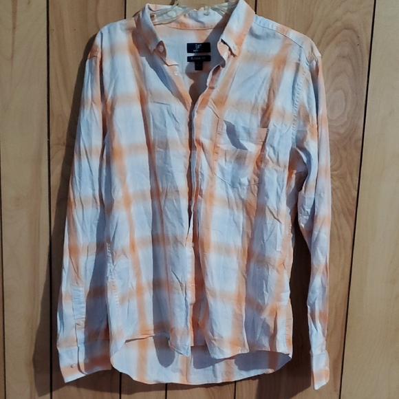 George Other - Lee Orange and White Casual Button Down Shirt
